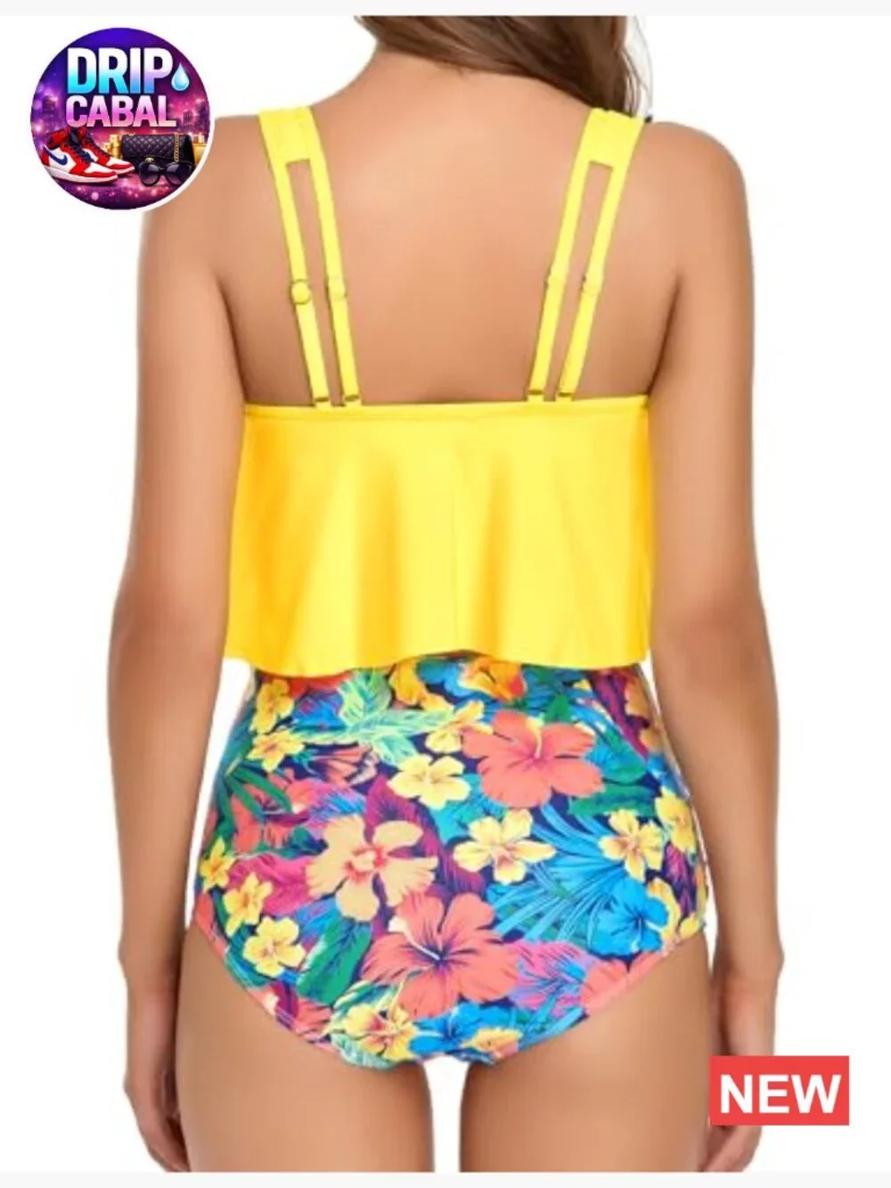 High Waisted Tankini Bikini Set Plus Size Tummy Control Two Piece Swimsuit